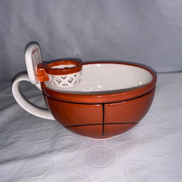Other - Basketball Ceramic Mug/Bowl with Handle & Hoop Max’is Creations Unique Fun